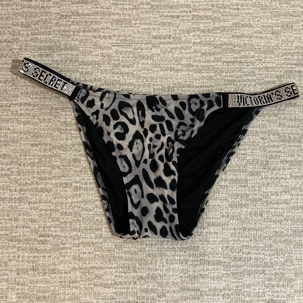 Victoria's Secret Gray and Black Animal Print Bikini Bottom BNWT